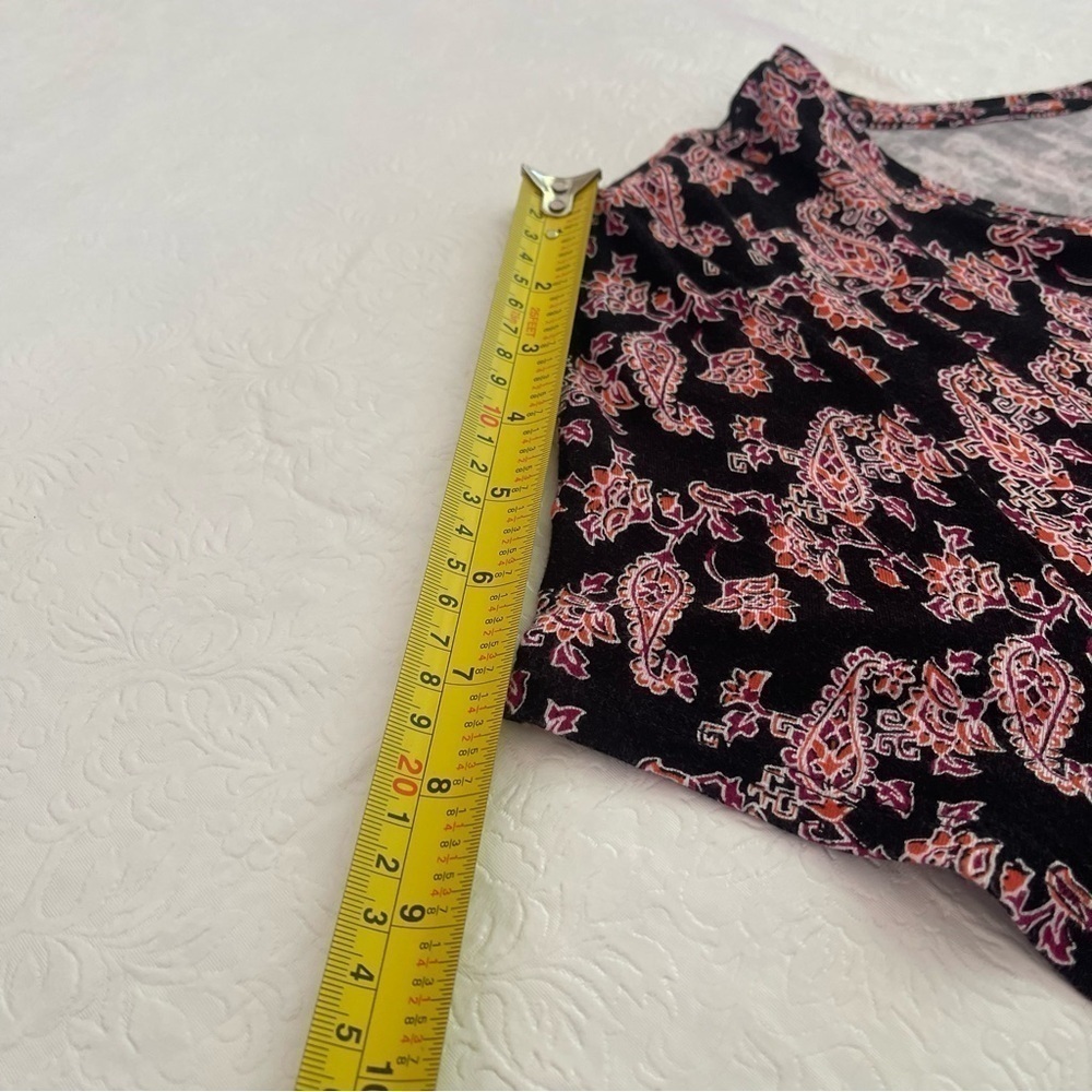 J. Jill Paisley Maxi Dress Pockets Scoop Neck Black Red Purple Orange Large Tall - Picture 15 of 16
